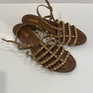 Carlos by Carlos Santana Gold and Brown Strappy Sandals